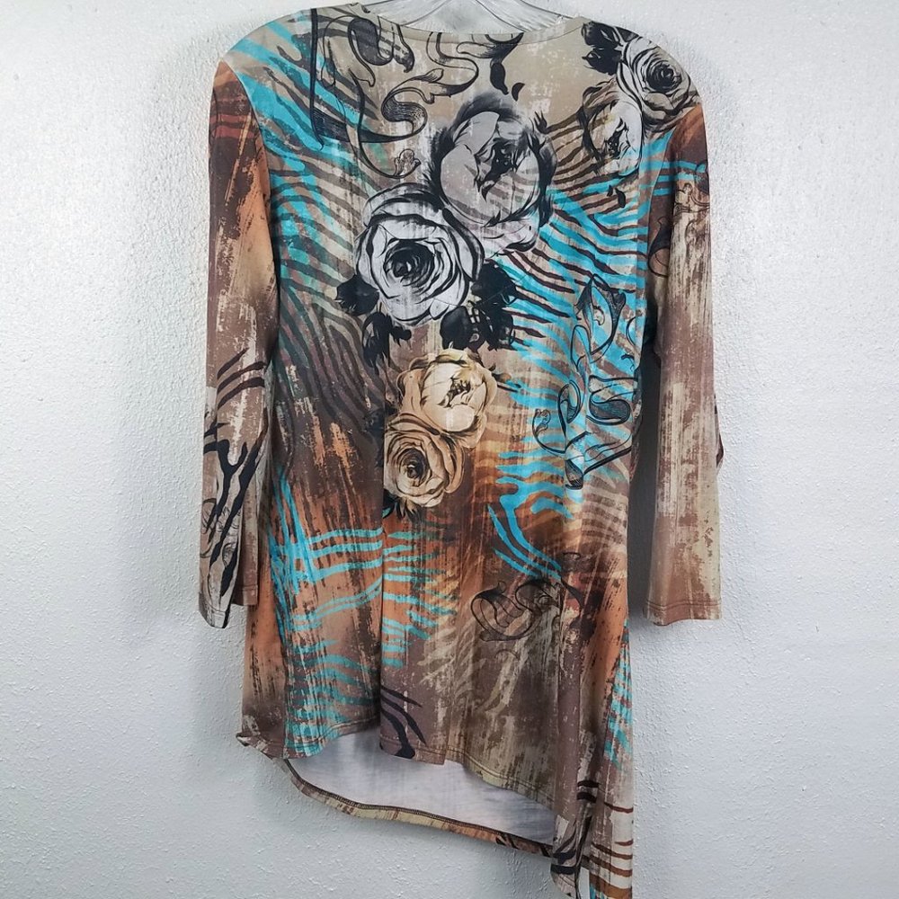 Impulse Women's Black Rose Shirt Top Blouse - Picture 6 of 13